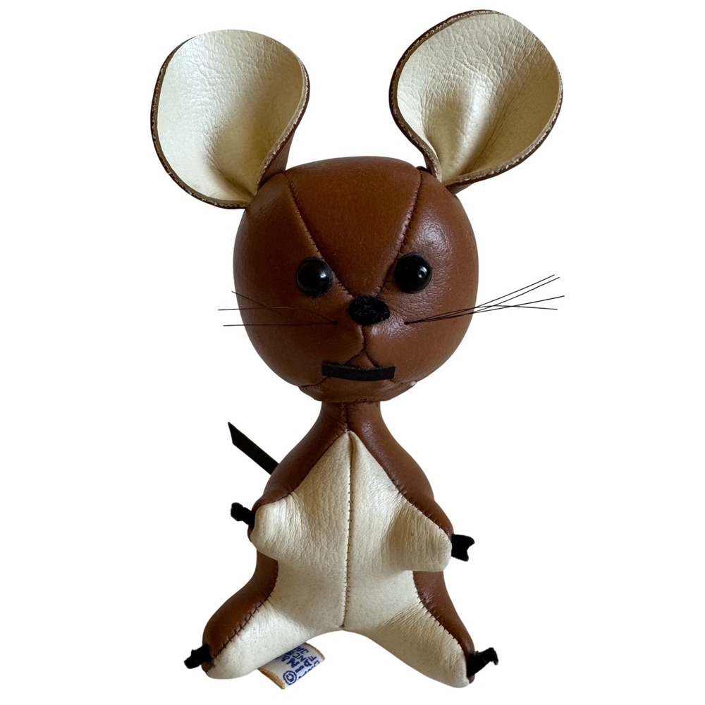 Dakin & Co Leather Mouse Figurine Japan Mid Century Modern Brown